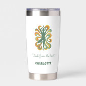 Yoga instructor pose retro swirls name quote thermobecher (Rückseite)