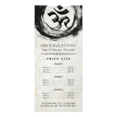YOGA Instructor Price List Calligraphy OM ZEN Sign Werbekarte (Vorne)
