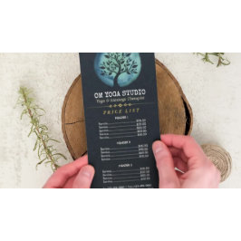 YOGA Instructor Price List Eleganter Wasserfarben  Werbekarte