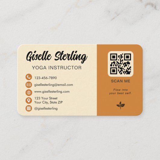 Yoga Instructor QR Code Photo Visitenkarte (Vorderseite)