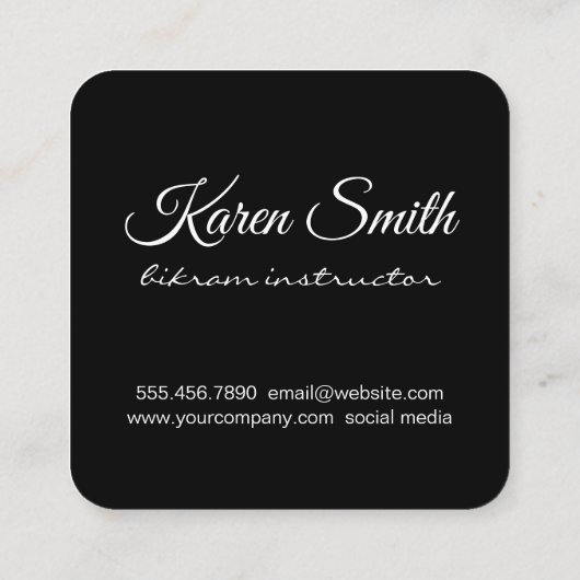Yoga Instructor Quadratische Visitenkarte (Rückseite)