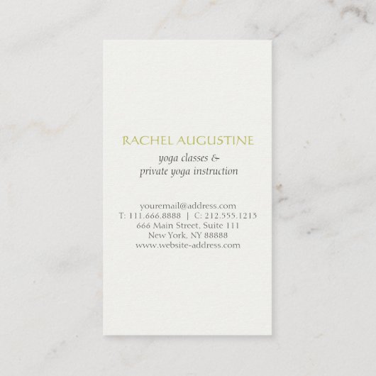 Yoga Instructor Root Chakra Muladhara Mantra LAM Visitenkarte (Rückseite)