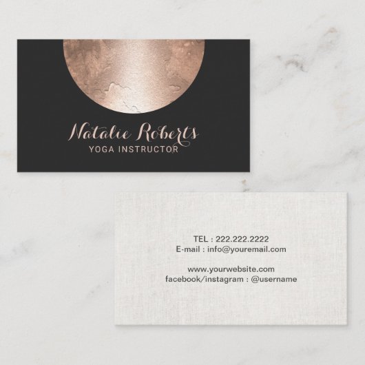 Yoga Instructor Rose Gold Circle Wellness-Center E Visitenkarte (Vorne/Hinten)