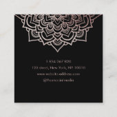 Yoga Instructor Rose Gold Glitzer Mandala Quadratische Visitenkarte (Rückseite)