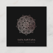 Yoga Instructor Rose Gold Glitzer Mandala Quadratische Visitenkarte (Vorderseite)