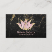Yoga Instructor Rose Gold Lotus Black Marble Visitenkarte (Vorderseite)