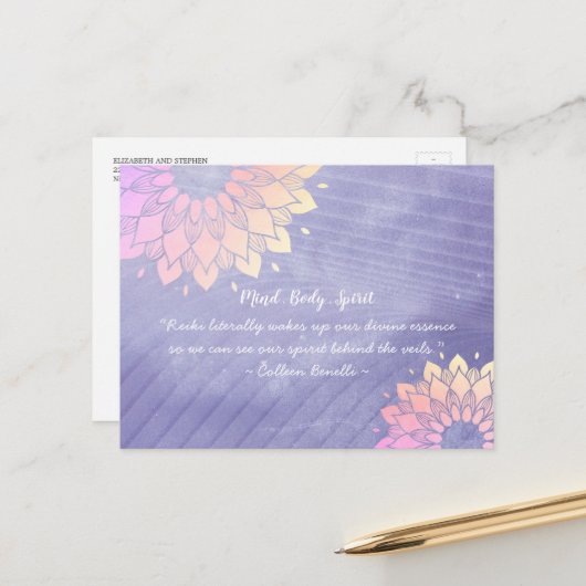 Yoga Instructor Rose Gold Mandala Quotes Postkarte (Vorderseite/Rückseite Beispiel)