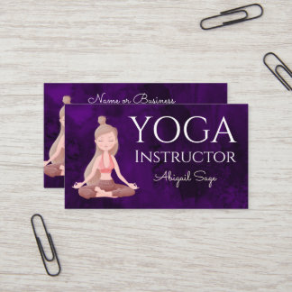 Yoga Instructor Schönes Lila MeditationsGirl Visitenkarte
