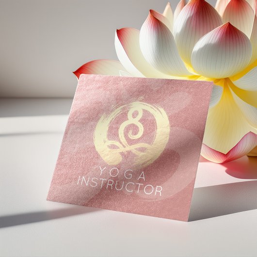 Yoga Instructor Silver Gold Meditation Pose ZEN OM Quadratische Visitenkarte