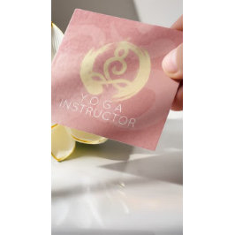 Yoga Instructor Silver Gold Meditation Pose ZEN OM Quadratische Visitenkarte