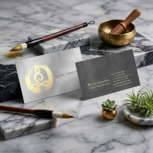 Yoga Instructor Silver Gold Meditation Pose ZEN OM Visitenkarte