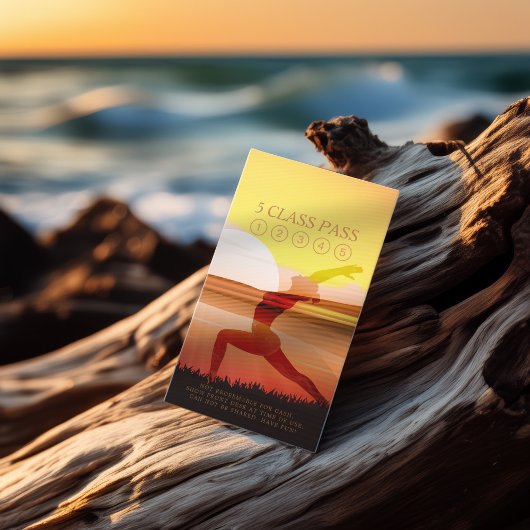 Yoga Instructor Sonnenuntergang Halbmond Pose 5 Cl Treuekarte