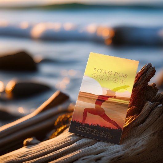 Yoga Instructor Sonnenuntergang Halbmond Pose 5 Cl Treuekarte