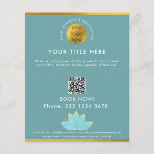 Yoga Instructor Studio Classes Business Logo Lotus Flyer