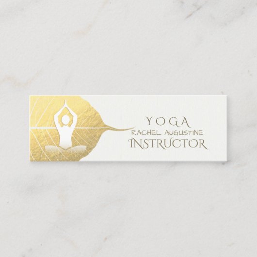 Yoga Instructor Studio Meditation Pose Bodhi Leaf Mini Visitenkarte (Vorderseite)