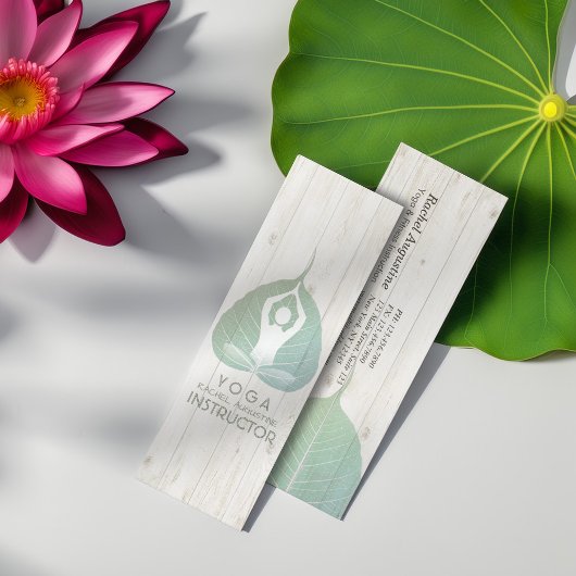 Yoga Instructor Studio Meditation Pose Bodhi Leaf Mini Visitenkarte