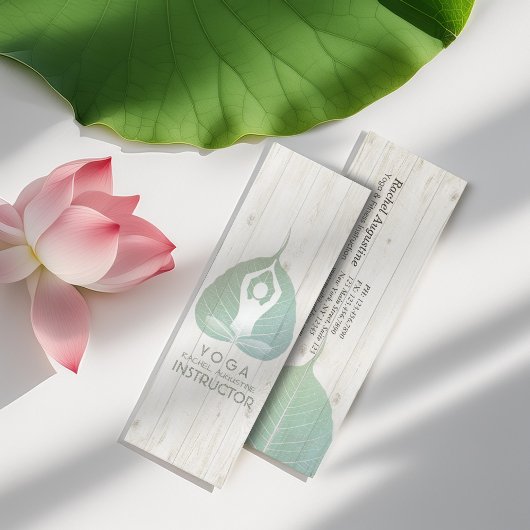 Yoga Instructor Studio Meditation Pose Bodhi Leaf Mini Visitenkarte