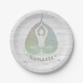 Yoga Instructor Studio Meditation Pose Bodhi Leaf Pappteller (Vorderseite)