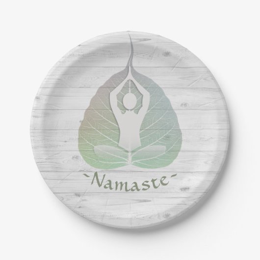 Yoga Instructor Studio Meditation Pose Bodhi Leaf Pappteller (Vorderseite)