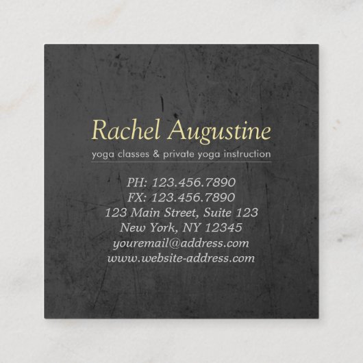 Yoga Instructor Studio Meditation Pose Bodhi Leaf Quadratische Visitenkarte (Rückseite)