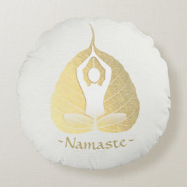 Yoga Instructor Studio Meditation Pose Bodhi Leaf Rundes Kissen