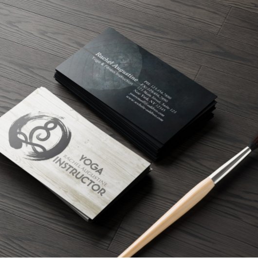 Yoga Instructor Studio Meditation Pose Bodhi Leaf Visitenkarte