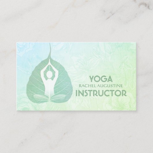 Yoga Instructor Studio Meditation Pose Bodhi Leaf Visitenkarte (Vorderseite)