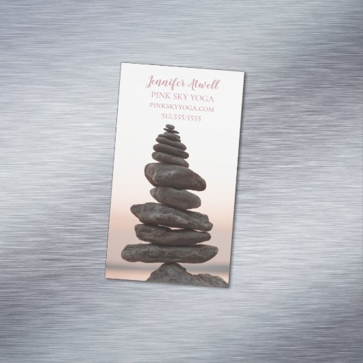 Yoga Instructor Studio Pink Zen Stones Magnetische Visitenkarte (Beispiel)