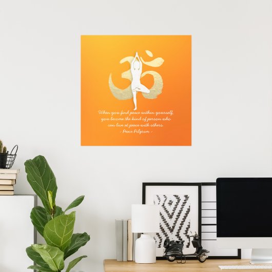 Yoga Instructor Studio Quotes Tree Pose OM Symbol Poster (Heimbüro)