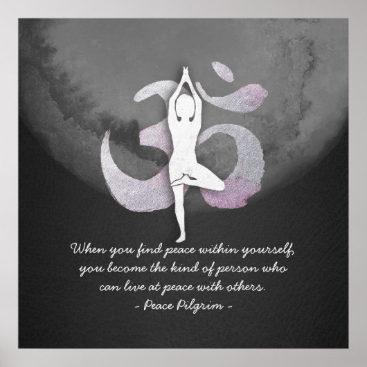 Yoga Instructor Studio Quotes Tree Pose OM Symbol Poster (Vorne)