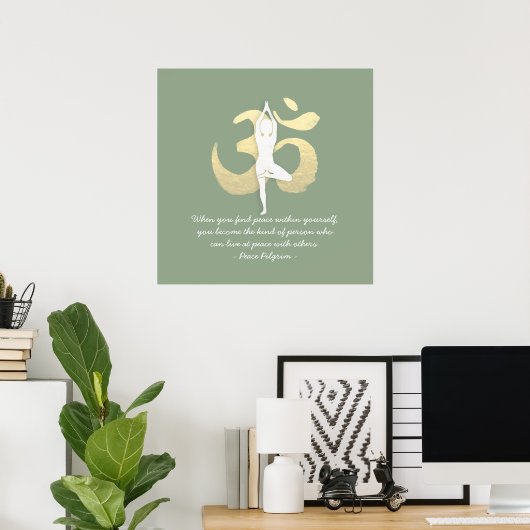 Yoga Instructor Studio Quotes Tree Pose OM Symbol Poster (Heimbüro)