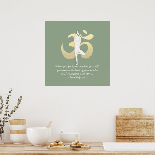 Yoga Instructor Studio Quotes Tree Pose OM Symbol Poster (Küche)