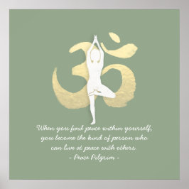 Yoga Instructor Studio Quotes Tree Pose OM Symbol Poster