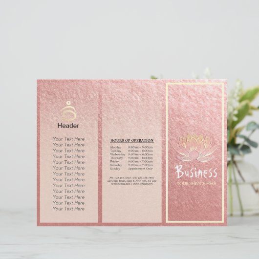 Yoga Instructor Studio Tri-Fold Broschüre Lotus (Stehend Vorderseite)