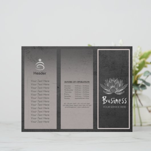 Yoga Instructor Studio Tri-Fold Broschüre Lotus (Stehend Vorderseite)