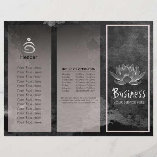 Yoga Instructor Studio Tri-Fold Broschüre Lotus (Vorderseite)