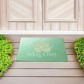 YOGA Instructor Studio Welcome Green Gold Lotus Fußmatte