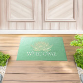YOGA Instructor Studio Welcome Green Gold Lotus Fußmatte