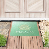YOGA Instructor Studio Welcome Green Gold Lotus Fußmatte