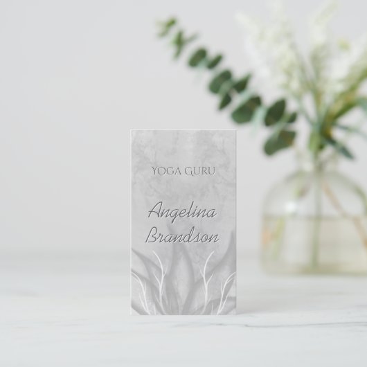 Yoga Instructor Stylized Lotus Blume Gray Card Visitenkarte (Stehend Vorderseite)