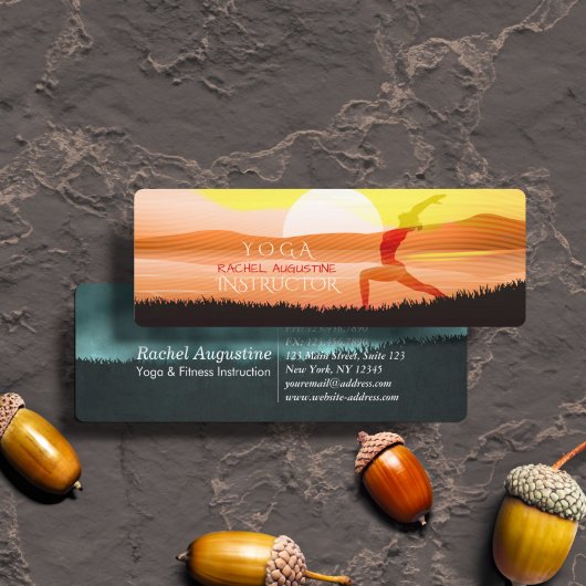 Yoga Instructor Sun Salutation Crescent Moon Pose Mini Visitenkarte
