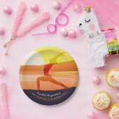 Yoga Instructor Sun Salutation Crescent Moon Pose Pappteller (Party)