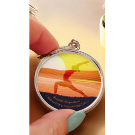 Yoga Instructor Sun Salutation Crescent Moon Pose  Schlüsselanhänger