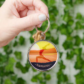 Yoga Instructor Sun Salutation Crescent Moon Pose Schlüsselanhänger (Hand)