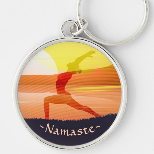 Yoga Instructor Sun Salutation Crescent Moon Pose Schlüsselanhänger (Vorne)