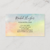 Yoga Instructor Sunflower Watercolor Visitenkarte (Rückseite)
