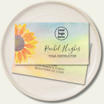 Yoga Instructor Sunflower Watercolor Visitenkarte