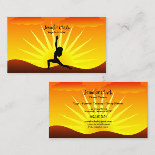 Yoga Instructor Sunset Yoga Pose Silhouette Visitenkarte