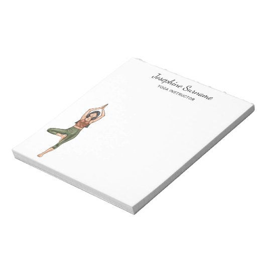 Yoga Instructor Tree Pose Trainer mit Individuelle Notizblock (Rotiert)
