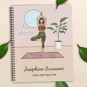Yoga Instructor Tree Pose Workout Girl Individuell Notizblock